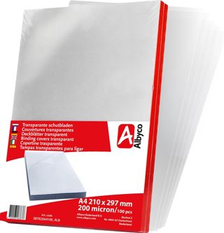 Albyco Couvertures de reliures transparents, ép. 150 µm, A4, 210x297mm