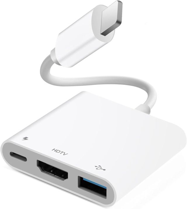 [Certifié MFi] Adaptateur USB-C HDMI 3-en-1 4K HDMI, port de charge PD 100 W et hub USB 3.0, compatible avec iPhone 15/16/17, iPad, MacBook et ordinateurs portables, Plug & Play