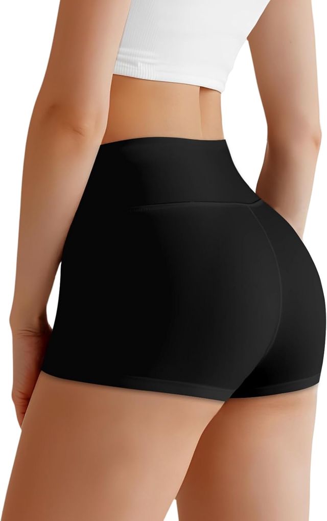 Shorty Taille Haute pour Femme, Anti-Transparent Hot Pant de Sport