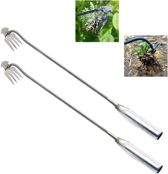 Premium Acier Manganèse Forgé Désherbeur,Désherbage Jardin 4 Dent