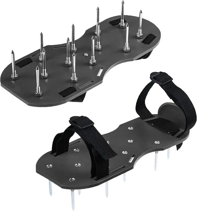 Chaussures aératrices de pelouse avec crampons - Chaussures de jardin pour aération du sol - Sandales réglables pour l'entretien et la ventilation de la pelouse
