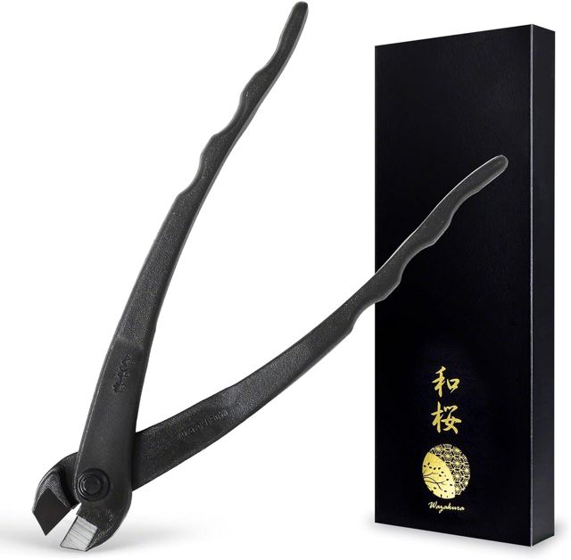 Wazakura Coupe-Fil Bonsaï 195 mm en Acier Carbone Noir, Forgé au Japon
