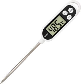 Thermomètre de cuisine numérique à lecture rapide avec sonde en acier inoxydable et écran LCD | thermomètre -50 °+300 °C, idéal pour viande, barbecue, four et gâteaux