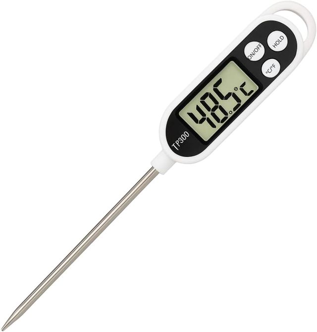 Thermomètre de cuisine numérique à lecture rapide avec sonde en acier inoxydable et écran LCD | thermomètre -50 °+300 °C, idéal pour viande, barbecue, four et gâteaux