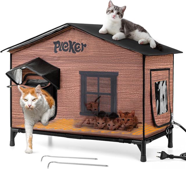 Niche pour Chat Extérieur XXL avec Tapis Chauffant