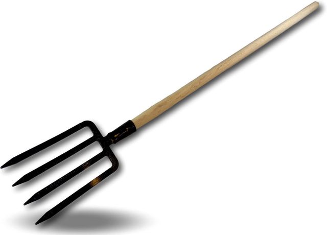 Kibros Fourche à bêche 4 dents larges manche 120 cm bois France acier