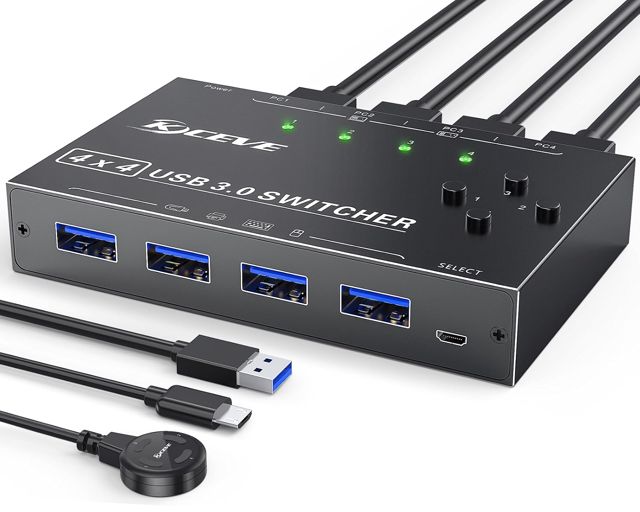 8 Ports HDMI Displayport KVM Switch 2 Moniteurs 8 PC 4K@60Hz Simulation EDID, Switch KVM 8 Entrées 2 Sorties avec 4 Ports USB 3.0,Audio,RS232,avec Télécommande Câblée,Adaptateur 12V et 8 Câbles USB