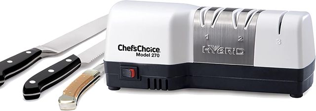 Choix du chef hybride étage de diamant HONE Aiguiseur de couteaux White and Brushed Stainless Steel