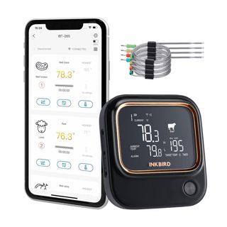 INKBIRD Thermomètre à viande sans fil Wifi 2.4G avec 4 Sondes, LCD