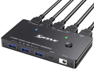 KVM Switch 3 PC 3 moniteurs 8K @ 60Hz, 4K @ 144Hz, Switch KVM triple moniteur 2 Displayport + 1 HDMI Partager 4 ports USB 3.0 Souris, Clavier, Wired Remote(8K DP HD 3 in 3 out KVM)