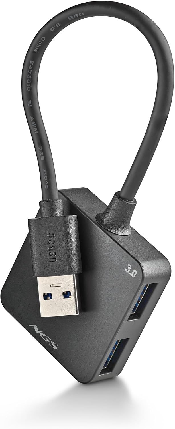 NGS IHUB 3.0 Tiny Hub - USB 4 Ports Expandeur Compact et Portable avec Transfert jusqu'à 5 Gbps, Compatible avec USB 2.0/1.1, Plug & Play, sans Alimentation Externe
