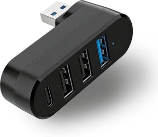 Hub 3.0 Rotatif [90°/180°] avec 3 Ports USB et 1 Port USB-C, Multiprise USB Voiture, Multiport USB Compact, Répartiteur USB Haute Vitesse pour PC, Bureau et Voiture