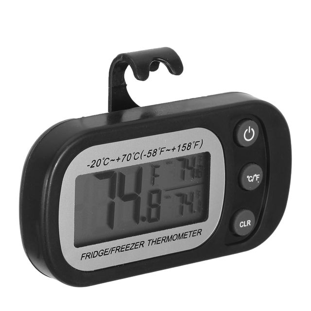 ABOOFAN Thermomètre Électronique Numérique Noir Cuisine et Maison avec Enregistrement Automatique Température et Précision Élevée, Matériel Abs et Aimanté, Suspendu pour Seniors