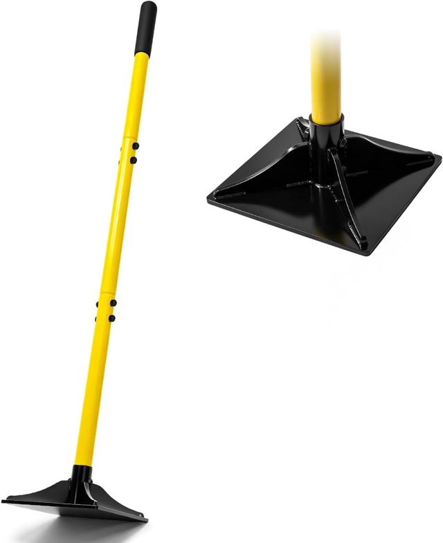 Tasseur de Jardin, Tamper de Jardin en Acier 20 x 20 cm, avec Poignée de 122 cm, pour Pose de Carreaux