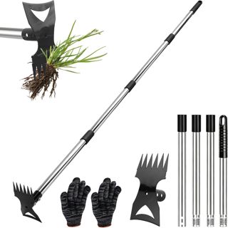 Serfouette Jardinage 148 cm Houe de Jardin 2 en 1 avec Griffe de Jardin Dents, Binette Jardinage Manche Long, desherbeur pour Cour, pelouse, terrasse, Jardin