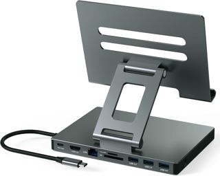 2026 iPad Pro USB C Hub Stand, Adapter for iPad Air M5 M4 M3 13 11 12.9 inch Docking Station 4K 60Hz HDMI, RJ45 Ethernet, SD/TF Card Reader, 3 USB 3.0 Port, 3.5mm Audio, iPad A16 Galaxy Tablet Dock
