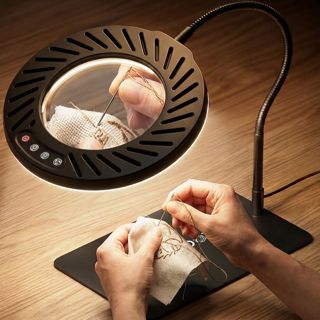 ARTDOT 10X Lampe Loupe sur Pied, 144 LED Lampe de Bureau avec 5 Températures Couleur et 9 Niveaux Luminosité pour Diamond Painting Accessoires Lecture Bijoutier