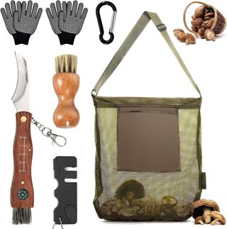 Couteau à Champignons avec Brosse,Sac de Cueillette de Champignons,Couteau mycologique,pour Les Cueilleurs de Champignons,Camping,Randonnée