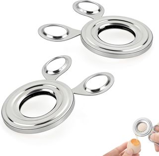 Coupe Oeuf à la Coque en Acier Inoxydable, Lot de 2 Outil de Cuisine Professionnel pour Découpe Propre et Rapide des Oeufs Bouillis Durs, Idéal pour Restaurant et Ustensile de Cuisine Maison