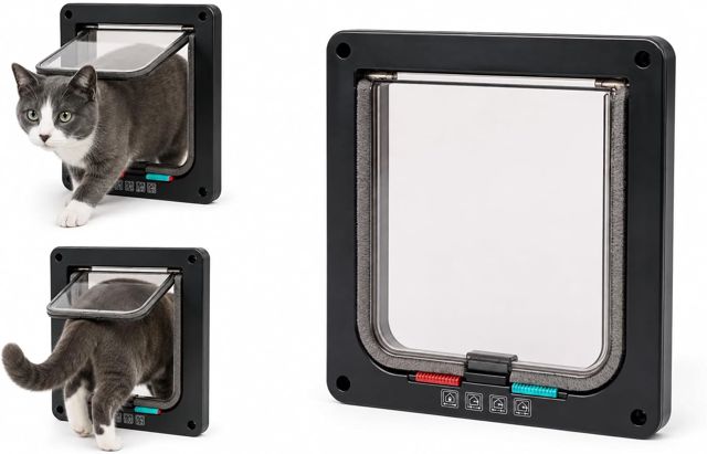 Flamingo Chatière Tami 4 Réglages Noire - Silencieuse avec Fermeture Magnétique, Facile à Installer pour Toutes Portes
