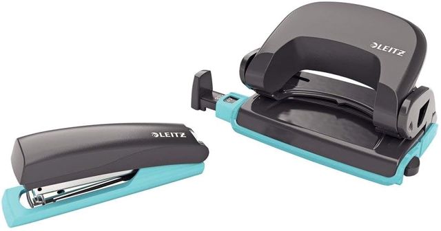 Leitz Set avec Mini-Agrafeuse & Mini-Perforateur, Agrafage ou Perforation jusqu'à 10 Feuilles, Agrafes Incluses, Urban Chic, Gris, 55996088