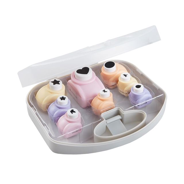 Lulubug Poinçonneuse dans une valise, 8 perforateurs en 3 tailles, découpe papier jusqu'à 250 g/m²