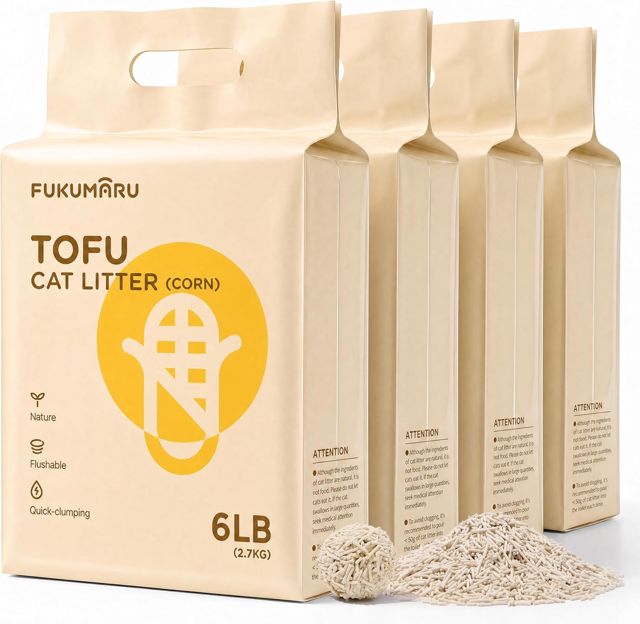 FUKUMARU Litière pour Chat en Tofu, 10,8 kg sans Poussière, Légère
