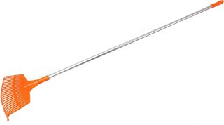 KOTARBAU® Rateau à Feuilles - Plastique - 23 Dents - Orange - avec Manche en Bois - Râteau Jardin - Balai à Gazon - Ramasse Feuilles - Léger - Résistant - Entretien Jardin
