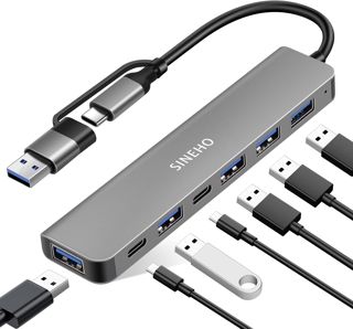 Hub USB 7-en-1 à Double connectique USB-C/USB-A