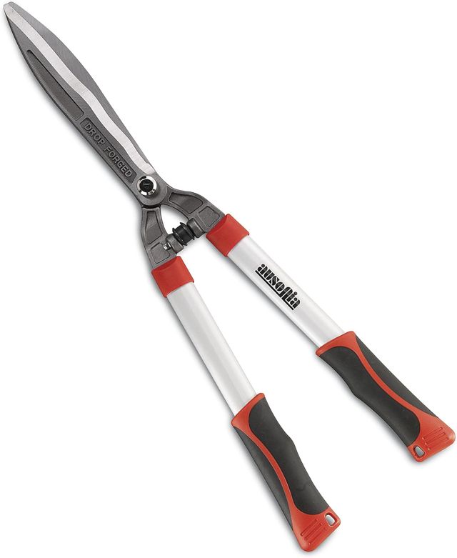 AUSONIA 31217 Cisaille à haies Pour tailler les haies et les buissons Sécateur de jardin professionnel à deux mains avec manche en aluminium reforcè de 61 Cm