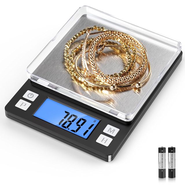 Balance électronique BOMATA 0,01 g, écran plus grand et d'une fonction de verrouillage de lecture, en grammes et onces, idéale pour les, pièces de monnaie, levure et pesées en cuisine