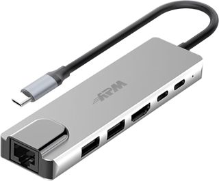 APM Hub USB C, 6 en 1, HDMI 4K, RJ45 Ethernet Gigabit, Adaptateur USB Type-C vers USB 3.0 et USB C PD Charge 100W, Compatible avec Windows MacOS Linux ChromeOS PC XPS MacBook Chromebook, 570518