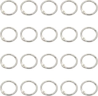 20 Pcs Anneaux de Reliure 20mm,Anneaux Articulés Métalliques Ouvrable pour Livre Classeur,Cahier, Scrapbooking, à Bloc-note,Document, Albums,Porte-clés, Bricolage