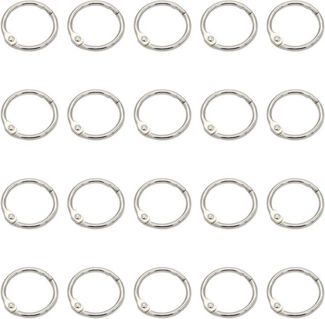 20 Pcs Anneaux de Reliure 20mm,Anneaux Articulés Métalliques Ouvrable pour Livre Classeur,Cahier, Scrapbooking, à Bloc-note,Document, Albums,Porte-clés, Bricolage