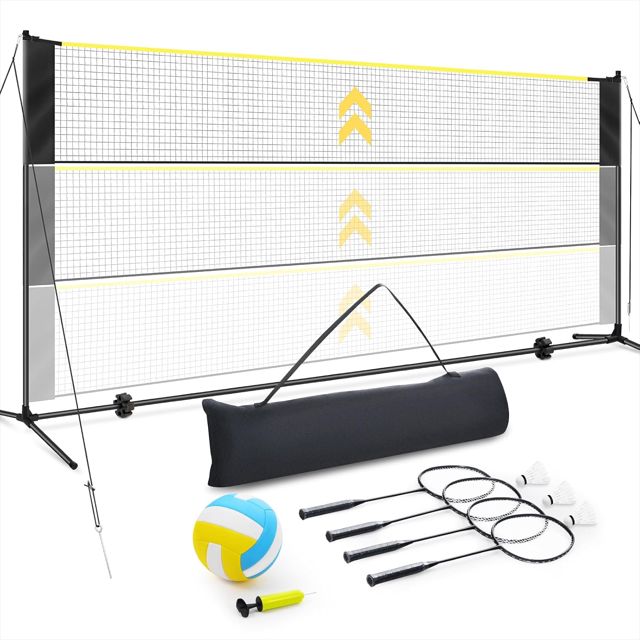Filet de Badminton et Volleyball - 5.18M Filet de Sport réglable en Hauteur