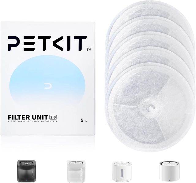PETKIT Distributeur d’Eau filtrante pour Chat et Chien, 5 pièces Élément Filtrant, Filtre à Eau pour EVERSWEET 2.0 & 3.0 & CYBERTAIL, 0.25 kg, CE