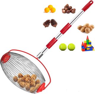 LEJIEYIN Grand Collecteur de Noix Réglable et Léger pour L'extérieur, Rouleau Ramasse Noix Acier Inoxydable Outils de Jardinage pour Fruits Ferme Famille