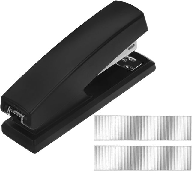 EXCEART Agrafeuse de Bureau Noire avec Agrafes Stockage Intégré Manuelle Compacte Poignée Ergonomique Antidérapante pour Documents Bureau École