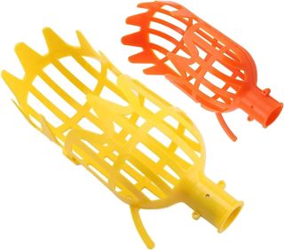 LATRAT Cueille-fruits en plastique sans tige - Outil économique pour la maison, le verger, le parc, la ferme, le jardin, le luth, la cerise, etc. - Jaune et orange
