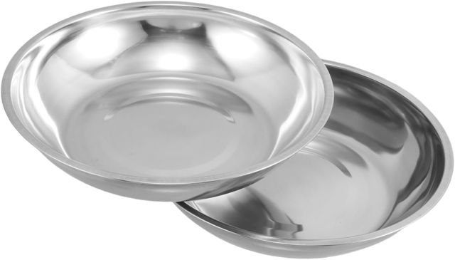 UKCOCO Plateau Accessoire Solide et Facile à Remplacer 2pcs de Pesée Argenté en Acier Inoxydable pour Balance Mécanique et Balance à Cadran pour Applications Industrielles Cuisine