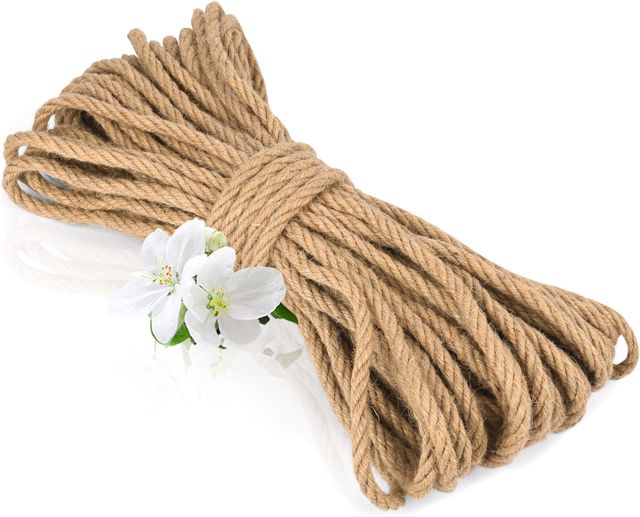 15m Ficelles de Jardinage, 6mm D'épaisseur de Corde de Jute Naturelle, Robuste et Durable, Ficelle pour Bricolage, Décoration Jardin, Griffeur Chat, Emballage Cadeau, Fleuristerie