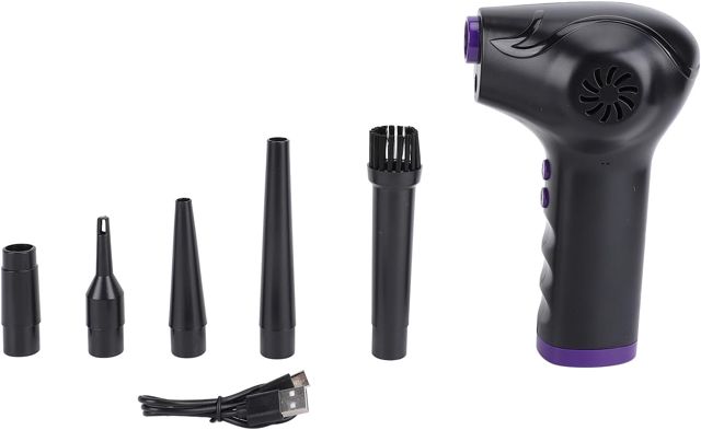 YUYTE Souffleur D'Air sans Fil Duster électrique Air comprimé Duster 51000 Tr/min 3 Vitesses Sèche-cheveux avec 6000mAh Batterie LED Lumière pour le Nettoyage du Clavier Ordinateur