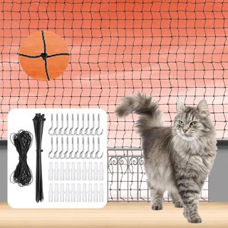 Filet pour Chat Haut de Gamme pour Balcon, Amélioré 4x3m Filet de Protection Chat, Résistant Aux Morsures Et à La Déchirure, pour Sécuriser Les Balcons, Terrasses, Fenêtres, Portes