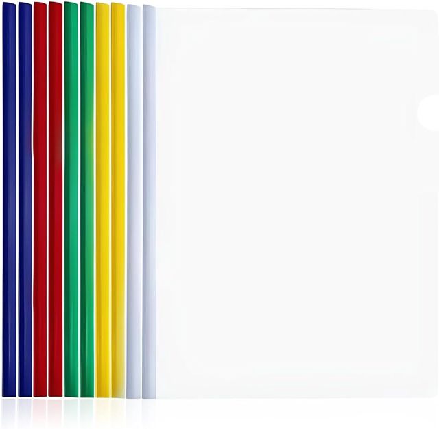 10 Pièces Plastique A4 Rapport Couverture et Dossier De Fichier Avec Barre Coulissante, Couvertures Pour Reliure et Rapport avec Clip pour École et Bureau Documents
