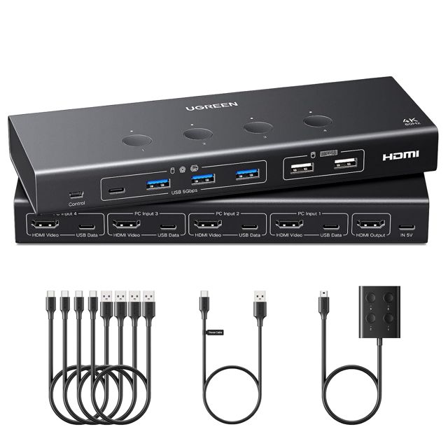 UGREEN Switch HDMI KVM 4K 60Hz 4K30Hz 4 Entrées 1 Sortie pour 4 PCs