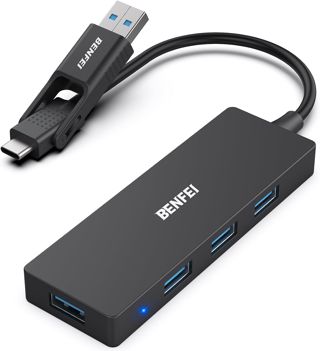 BENFEI Hub USB 3.0, Hub USB Type-A/Type-C 2-en-1 avec 4 Ports USB 3.0 Compatible pour MacBook, Mac Pro, Mac Mini, iMac, Surface Pro, XPS, PC, Clé USB, Disque Dur Mobile