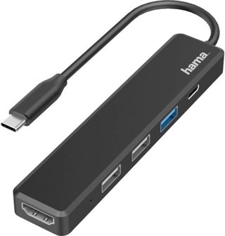 Hama HUB USB C, 5 ports:  1xUSB-C - 3xUSB-A - 1xHDMI, Plug&Play, Noir