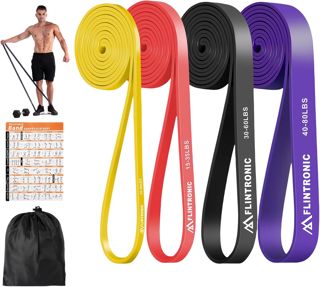 Flintronic Bande Elastique Musculation, 3/4 Niveaux Différents Bande de Resistance Traction, Bandes de Fitness Latex Élastique, pour tractions, Crossfit, Dips, Pilates, Yoga, Homme & Femme