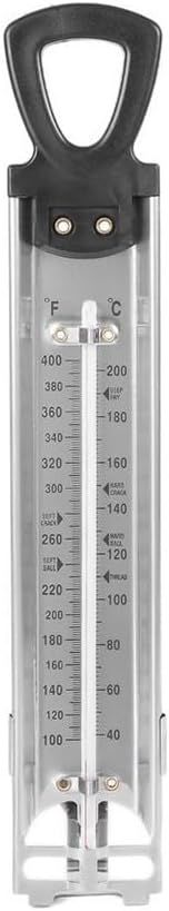 Thermomètre de cuisson en acier inoxydable pour sirop de sucre à double échelle 40-200 °C 100-400 °F Thermomètre de cuisine à suspendre