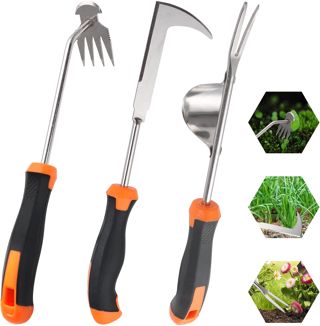 Lot de 3 en Bois, Désherbeur Manuel et Outil Désherbage